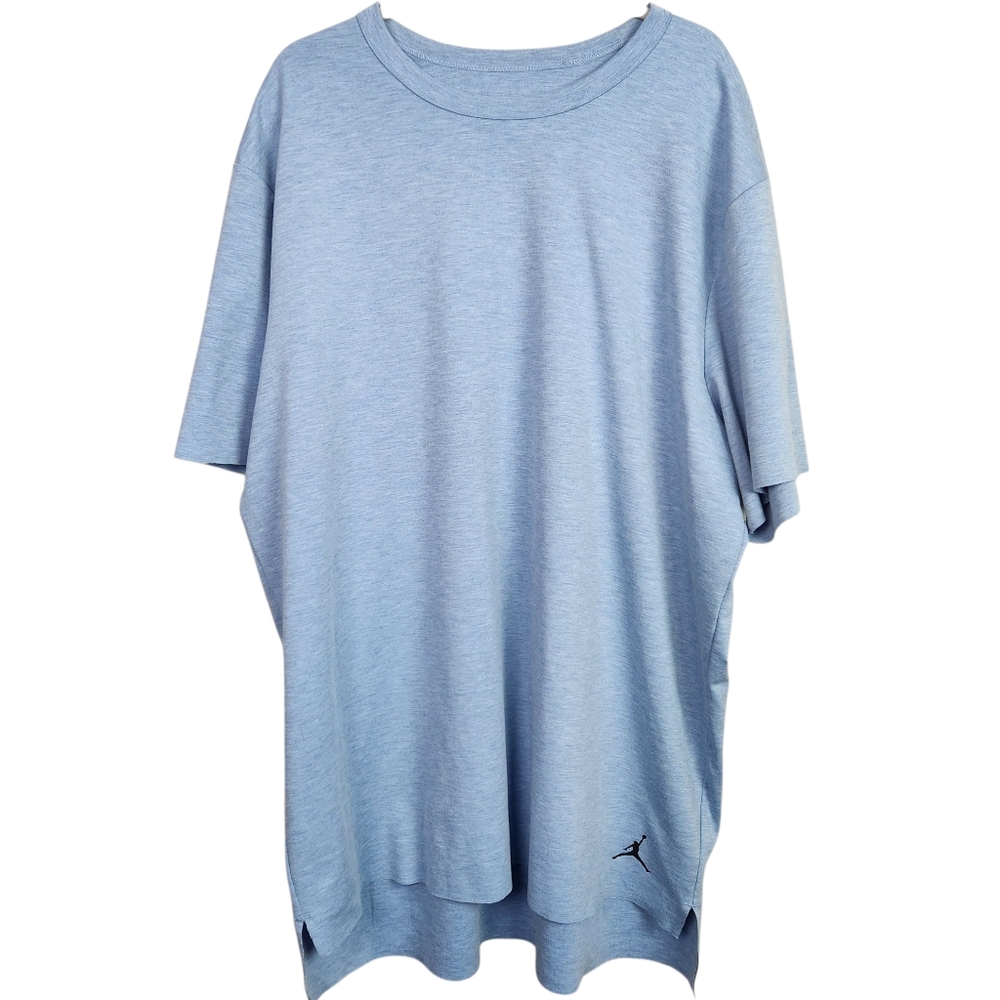 Jordan Brand Flight Short Sleeved Raw Edge Hem Baby Blue Shirt Mens Size 3XL